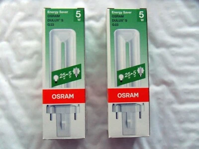 2 New OSRAM DULUX S 5W Energy Saver Compact Fluorescent G23 Base Bulbs Free Ship - Image 1 of 4