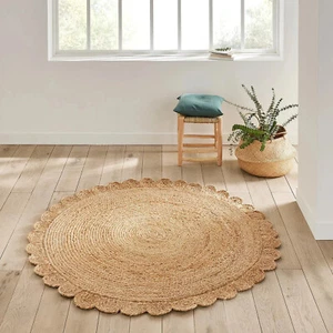 Hand-braided Natural round Jute Rug | Custom size jute round Rug Area Carpet - Picture 1 of 6