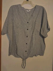 Women's Blouse XL (16-18) Stripes Time & Tru - Picture 1 of 3