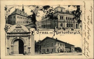 1910 Gruss aus MARIENBERG Sachsen Mehrbildkarte mit Bahnhof, Rathausportal uvm. - Picture 1 of 2