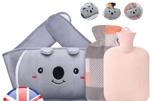 Warm Water Bag Rubber Hot Water Pouch with Soft Plush Hand Waist Warmer Cover UK - Picture 1 of 3