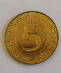 SLOVENIA 5 Tolarjev 1994 High quality coin - Picture 1 of 2