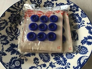 Bulk Vintage Pikaby Buttons. 1.8cm. Bright Blue. 10 Cards (30 Buttons) - Picture 1 of 3