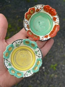 Paar antike - Vintage 30er Jahre japanische Porzellan Miniatur Schalen / Salz Prunus - Bild 1 von 10