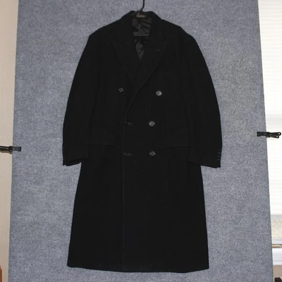 Chaps Ralph Lauren Double Breasted 100% Lambswool Overcoat Black Size 42 - Image 1 of 4