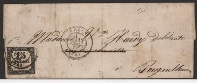France 1871 - Cover Rouen - Postage Due - Pen Surcharge + Certificate - Image 1 of 3