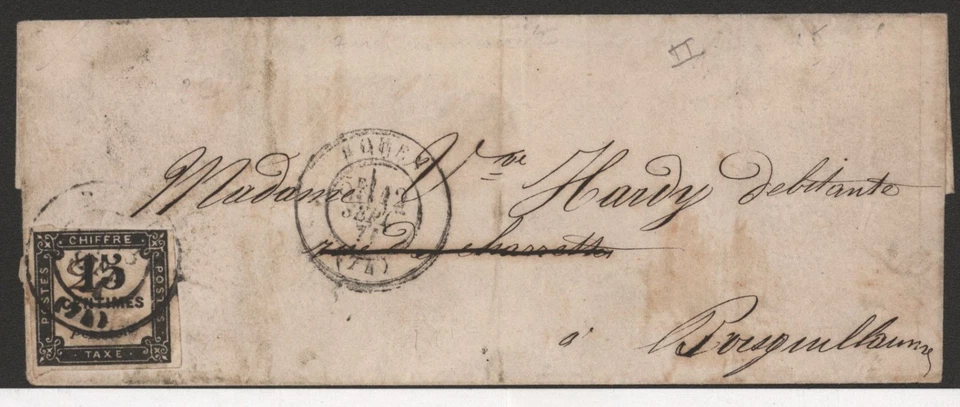 France 1871 - Cover Rouen - Postage Due - Pen Surcharge + Certificate - Image 1 of 3