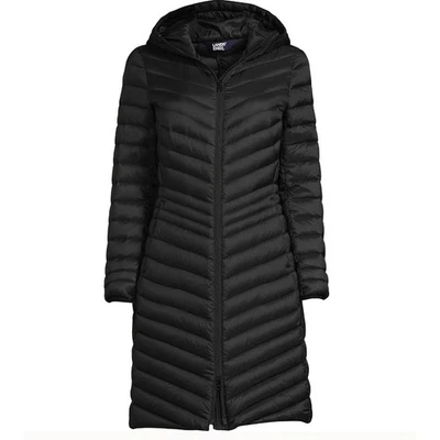 Lands End Black Wanderweight Packable Down Coat Long Women's Plus 2X - Image 1 of 4