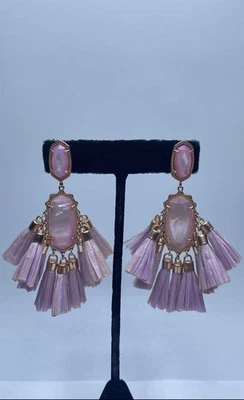 Kendra Scott Rose Gold-Tone Kristen Lilac MOP Tassel Statement Earrings 15.8g - Image 1 of 4