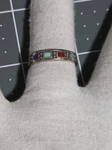 Sterling Silber 925 Multi Stein Micro Inlay Ring Größe 8, bunte Steine - Bild 1 von 11