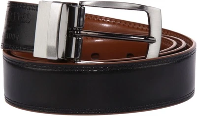 Cinturón De Cuero Para Hombre Reversible JUSTINREESS ENGLAND En Negro UK 30 - 42 - Imagen 1 de 4
