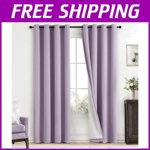 Lavender 100% Blackout Curtain Pair - Modern Style - Picture 1 of 10