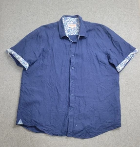 Inserch Leinenhemd Herren 3XL Blau Paisleykragen Kurzarm Knopfleiste Freizeit - Bild 1 von 19
