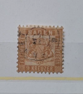 Baden 1862 Freimarken Wappen die 9 Kreuzer gestempelt (t87) - Bild 1 von 2