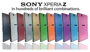 Custodia protettiva adesiva in fibra di carbonio bicolore per Sony Xperia Z - Foto 1 di 9
