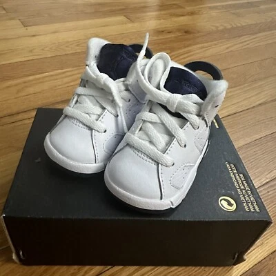 Air Jordan 6 Retro TD Midnight Navy Size 2C 384667 141 Jumpman - Image 1 of 4