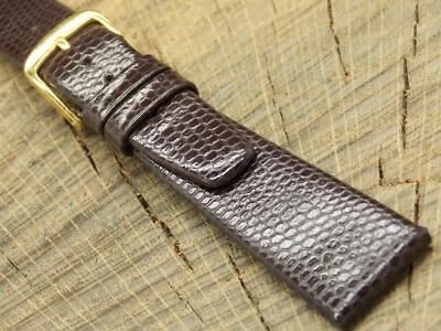 Correa de reloj Condor vintage nuevo de colección grano de lagarto marrón sin usar con hebilla de tono dorado de 19 mm Foto 1 de 4