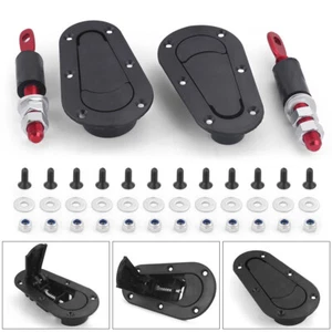 Universal Red Car Flush Mount Quick Release Hood Latch Pin No Key Locking Kit - Picture 1 of 7
