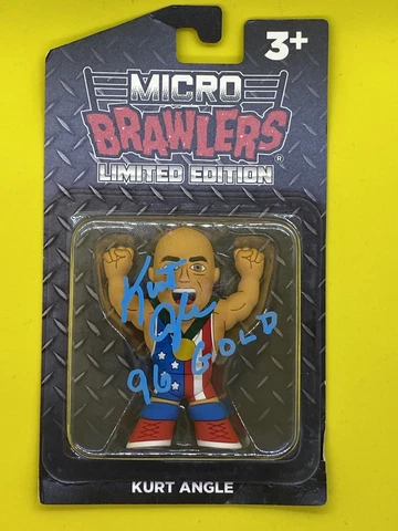 Kurt Angle Signed Micro Brawler Limited Edition X/150 Exclusive w/ protector WWE Cover