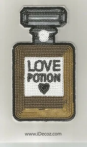 LOVE POTION, Heart, IRON ON EMBROIDERY PATCH - Picture 1 of 1