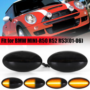 For 02-08 Mini Cooper R50 R52 R53 Smoked LED Side Marker Lights Turn Signal Lamp