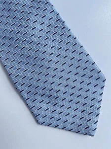 Cravatta uomo Tommy Hilfiger cravatta bambino blu geometrica seta classica 60" - Foto 1 di 4