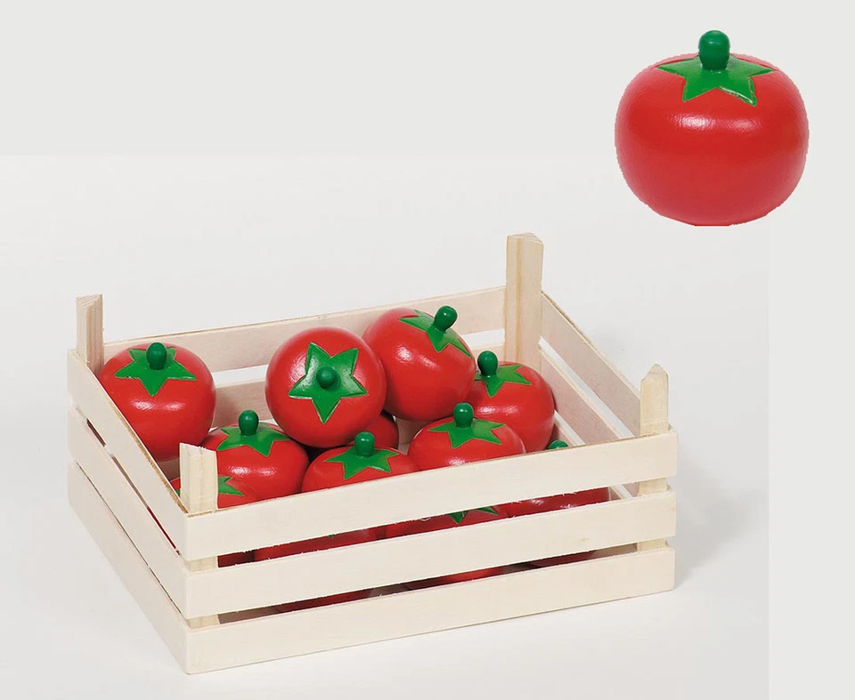 GOKI TOMATEN 12er + HOLZKISTE Tomate Kaufladen Holzgemüse