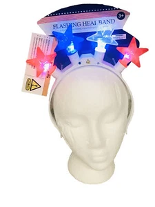 Four Of July Light Up Stars Headband Red, White & Blue Patriotic-New-SHIP 24 HRS - Picture 1 of 5