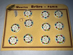 11 anciens boutons Maurice Brière Paris peints main diamètre 1.8 cm N° 5 - Picture 1 of 3