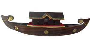 Asian Incense Burner Wooden Boat Japanese Traditional Boho Sea Brown - Picture 1 of 11