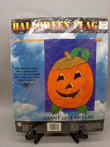 Vintage Halloween Flag Garden Banner Pumpkin 28"x40" NEW OLD STOCK SEALED 1995 - Picture 1 of 8