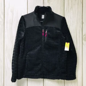 Made for Life Women Black Textured Cozy Full Zip Jacket M - Picture 1 of 4