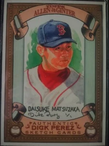 2007 Topps Allen e Ginter Dick Perez schizzi Daisuke Matsuzaka 4/30 - Foto 1 di 2