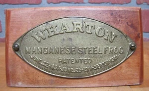 WHARTON MANGANESE STEEL FROG Pat 1901 Antique Nameplate Tag RR Equipment Sign - Picture 1 of 12