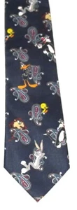 Looney Tunes Paisley Warner Dark Blue Tie Necktie - Picture 1 of 3