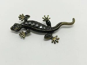 LIA SOPHIA "RASCAL" Brooch Pin - 'GECKO'/LIZARD - Cut Crystals- 2010 RETIRED - Picture 1 of 6