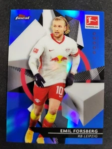 2020-21 Topps Finest Bundesliga Emil Forsberg BLUE REFRACTOR /150 card #58 - Picture 1 of 3