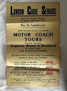 Vintage LONDON GUIDE SERVICE Great Britain 1932 Holiday Motor Coach Tours Poster - Bild 1 von 12