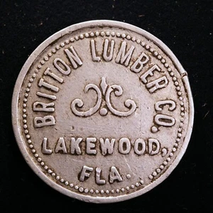 RARE Florida token - Britton Lumber Co., 10¢, Lakewood, Fla. - Picture 1 of 2
