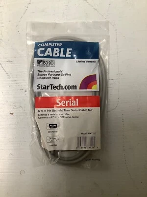 Startech Computer Cable 6ft. 9 pin straight thru serial cable M/F, Model: MXT100 - Image 1 of 2