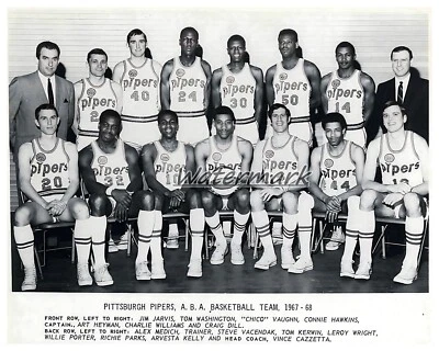 ABA 1967 - 68 Pittsburgh Pipers Black & White Team Pic 8 X 10 Photo