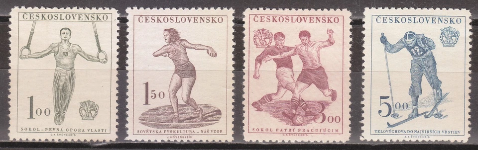 Checoslovaquia MNH 1951 Mi 671-674 Sc 466-469 Federación Checoslovaca Sokol ** Foto 1 de 2