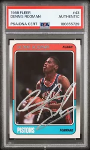 Dennis Rodman 1988 Fleer Signed Basketball Rookie Card #43 Auto PSA 100855729 - Picture 1 of 2
