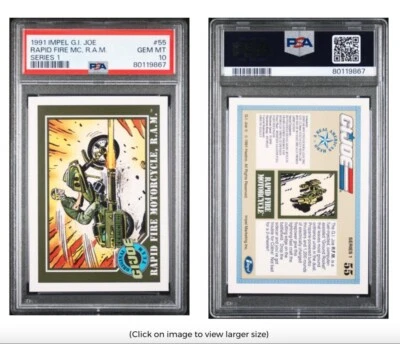 1991 Impel G.I. Joe RAPID FIRE MC, R.A.M. Series 1 PSA 10 Gem Mint #55 POP3 NICE - Image 1 of 2