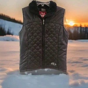 Marker Women's Full Zip Black Quilted Vest Faux Fur Snowboard Ski Winter Size S - Picture 1 of 17