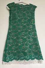 Imperial LACE ladys DRESS Abito Size S small MADE IN ITALY Green Beige Due Tone 