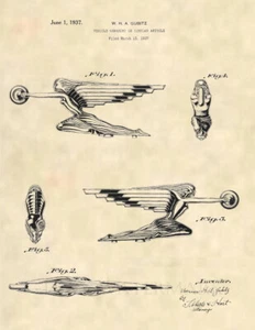 1935 Packard Dea della Velocità Cappuccio Ornamento Brevetto Stampa Arte - 834 - Foto 1 di 3