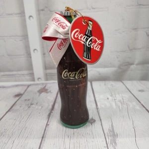 Botella de plástico Coca Cola vintage cinta adorno de Navidad molde soplado 6" nuevo con etiquetas - Imagen 1 de 7
