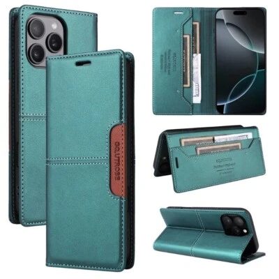 For iPhone 16e 15 14 13 12 11 Pro Max SE/8/7 Plus Wallet Case Leather Flip Cover - Image 1 of 4