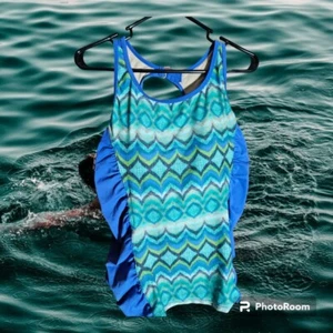Tropical Escape Tankini Blue Size 20W (Y69) - Picture 1 of 4
